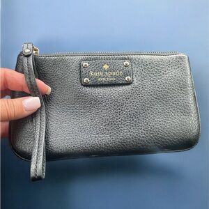 Kate Spade Black Pebbled Leather Wristlet